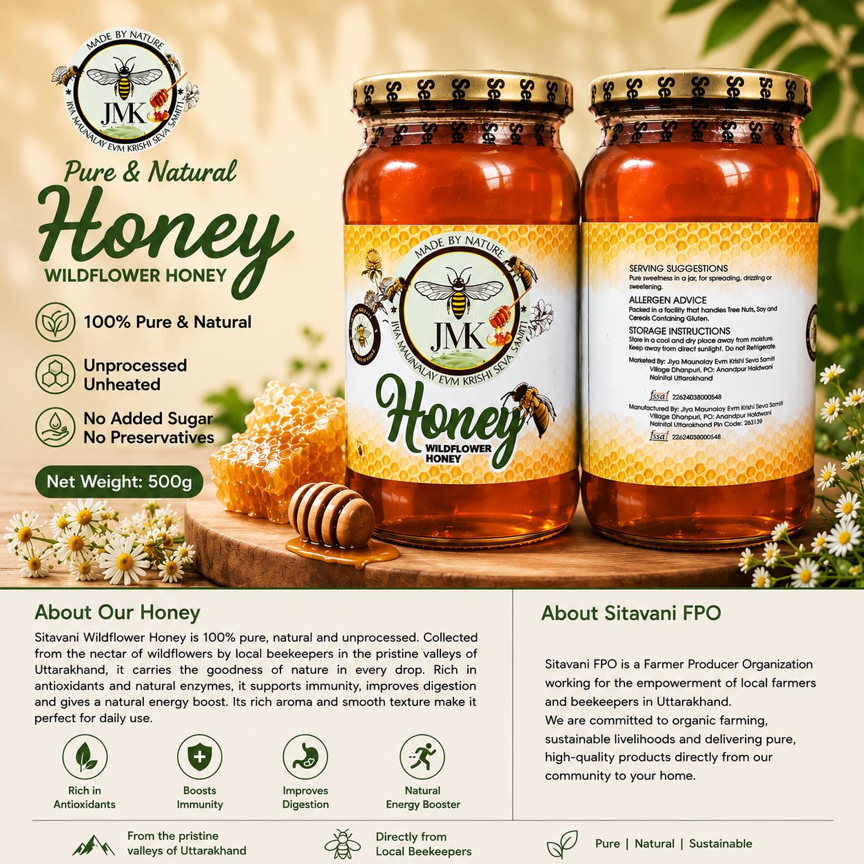 JMK Pure & Natural Wildflower Honey (500g)