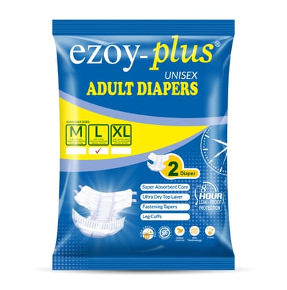 EzoyPlus Adult Diapers L Size Tape Style,ltra Dry Top Layer, Leak-Proof Protection, Adjustable ,(50 PACK) 1 BAG