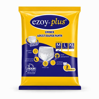 EzoyPlus M Size Adult Diaper Pant,Extreme Dryness, Soft Waist Band & Leak-Proof Protection (Pack of 50) 1 bag