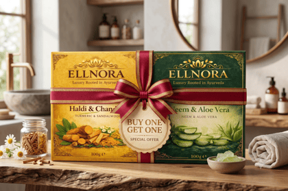 ELLNORA Ayurvedic Haldi Chandan & Neem Aloe Vera Soap ( Buy 2 Get 2 Free )
