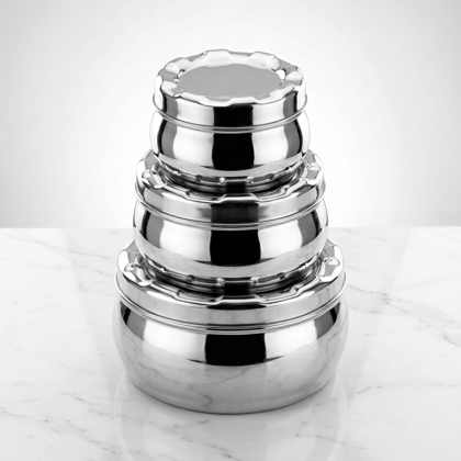 Stainless Steel Puri Dabba Set of 3 | Kitchen Storage Canister Dabba Set Stainless Steel Puri Dabba Set of 3 | Kitchen Storage Canister Dabba Set
