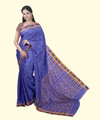 Purple Sambalpuri Handwoven Single Ikat Cotton Saree SFCSAR2473