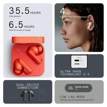 CMF by Nothing Buds 2 48 dB Hybrid ANC, Ultra Bass Technology 2.0, 55 Hrs Playtime Bluetooth in Ear Headset 