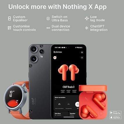 CMF by Nothing Buds 2 48 dB Hybrid ANC, Ultra Bass Technology 2.0, 55 Hrs Playtime Bluetooth in Ear Headset 