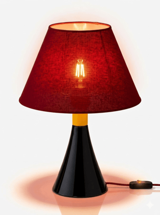 Modern Red Table Lamp with Black Glossy Base – Decorative Bedside & Home Lamp