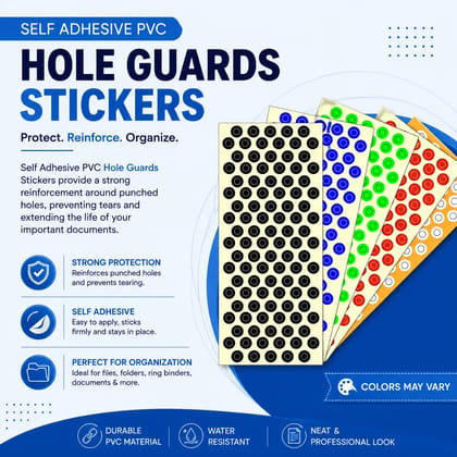 Self-Adhesive PVC Hole Guard Stickers – Sheet of 1000 | Reinforcing Rings for Files & Papers