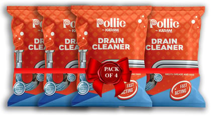 Drain Cleaner Powder (50g x 4) | Heavy-Duty Sink & Drain Block Remover | Melts Grease, Hair & Food Waste | Fast-Acting Drainage Cleaner for Kitchen, Bathroom, Septic Tanks | Works in 20 Mins