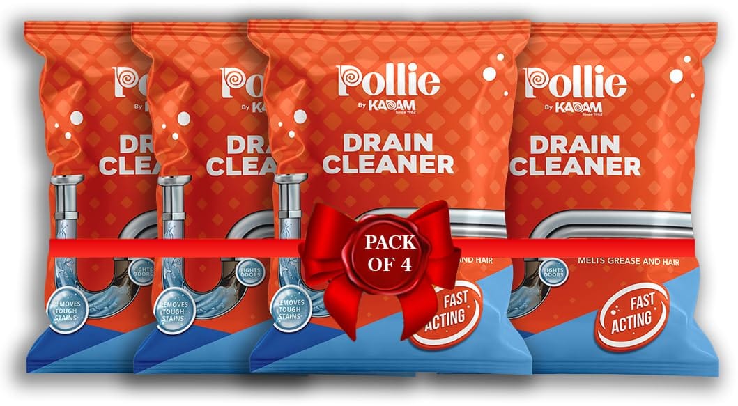 Drain Cleaner Powder (50g x 4) | Heavy-Duty Sink & Drain Block Remover | Melts Grease, Hair & Food Waste | Fast-Acting Drainage Cleaner for Kitchen, Bathroom, Septic Tanks | Works in 20 Mins