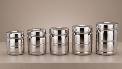 WEKTU Stainless Steel Kitchen Storage Container Dabba Set of 5 (900ml - 2900ml) 