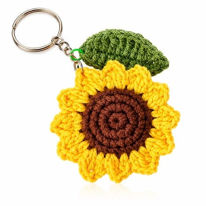 Lobithikma Handmade Crochet Sunflower Keychain – Cute Floral Keyring for Bags, Keys & Gifting