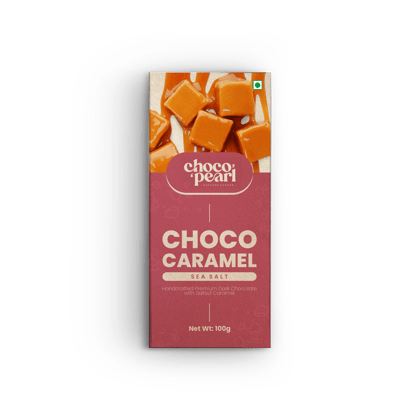 Choco Pearl Choco Caramel Handcrafted Premium Dark Chocolate With Sea Salted Caramel 100gm