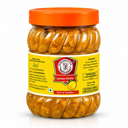 Purushottam Traditional Lemon Pickle – Authentic Taste of Ayodhya | 500g