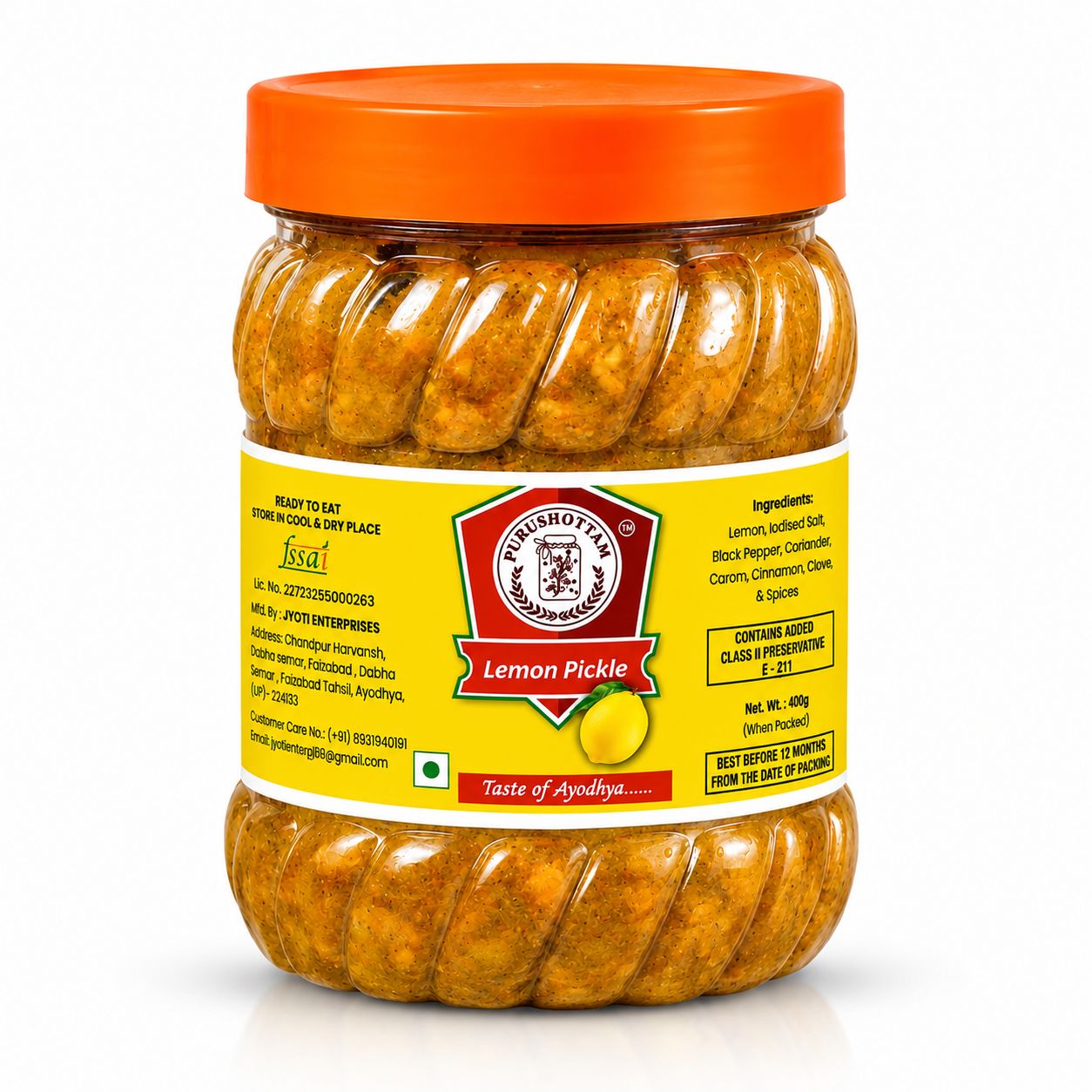 Purushottam Traditional Lemon Pickle – Authentic Taste of Ayodhya | 500g