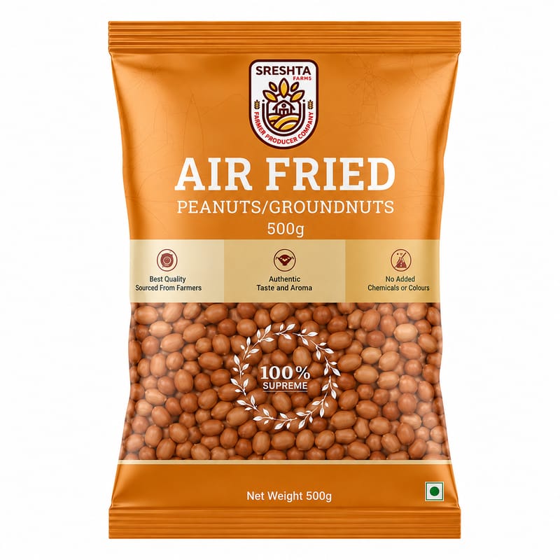 Sreshta Farms Air Fried Peanuts | Crispy Roasted Groundnuts | Healthy Indian Snack