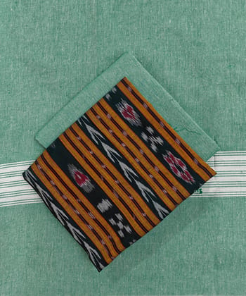 Green Sambalpuri Handwoven Ikat Suit Set SFCSUT2487