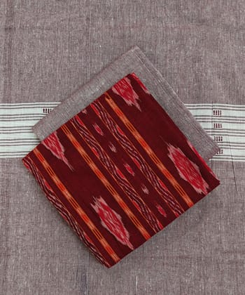 Red Sambalpuri Handwoven Ikat Suit Set SFCSUT2489