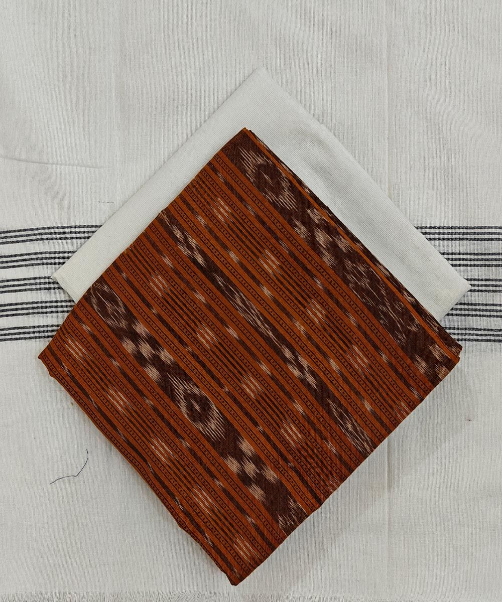 Rust Sambalpuri Handwoven Ikat Suit Set SFCSUT2490