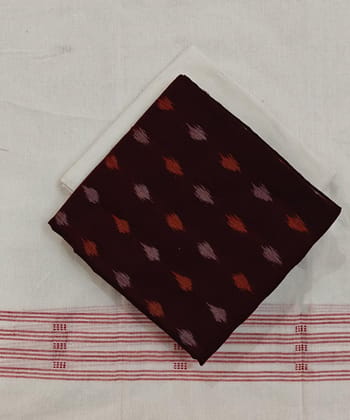 Coffee Sambalpuri Handwoven Ikat Suit Set SFCSUT2492
