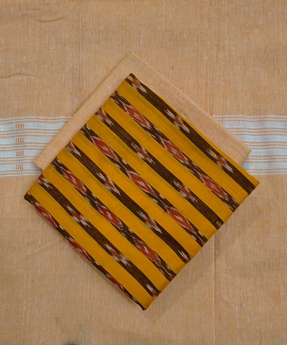 Yellow Sambalpuri Handwoven Ikat Suit Set SFCSUT2495