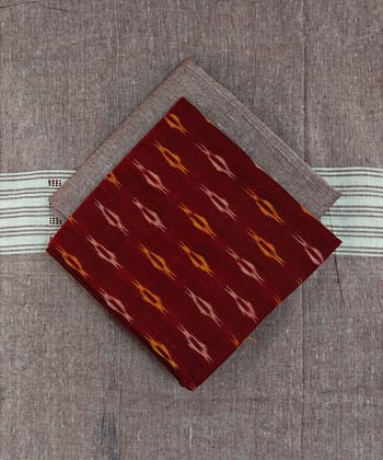 Maroon Sambalpuri Handwoven Ikat Suit Set SFCSUT2500