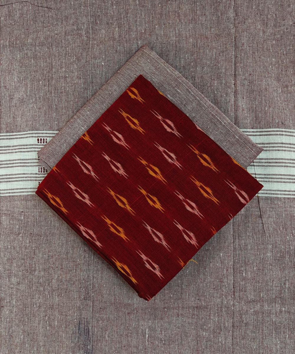 Maroon Sambalpuri Handwoven Ikat Suit Set SFCSUT2500