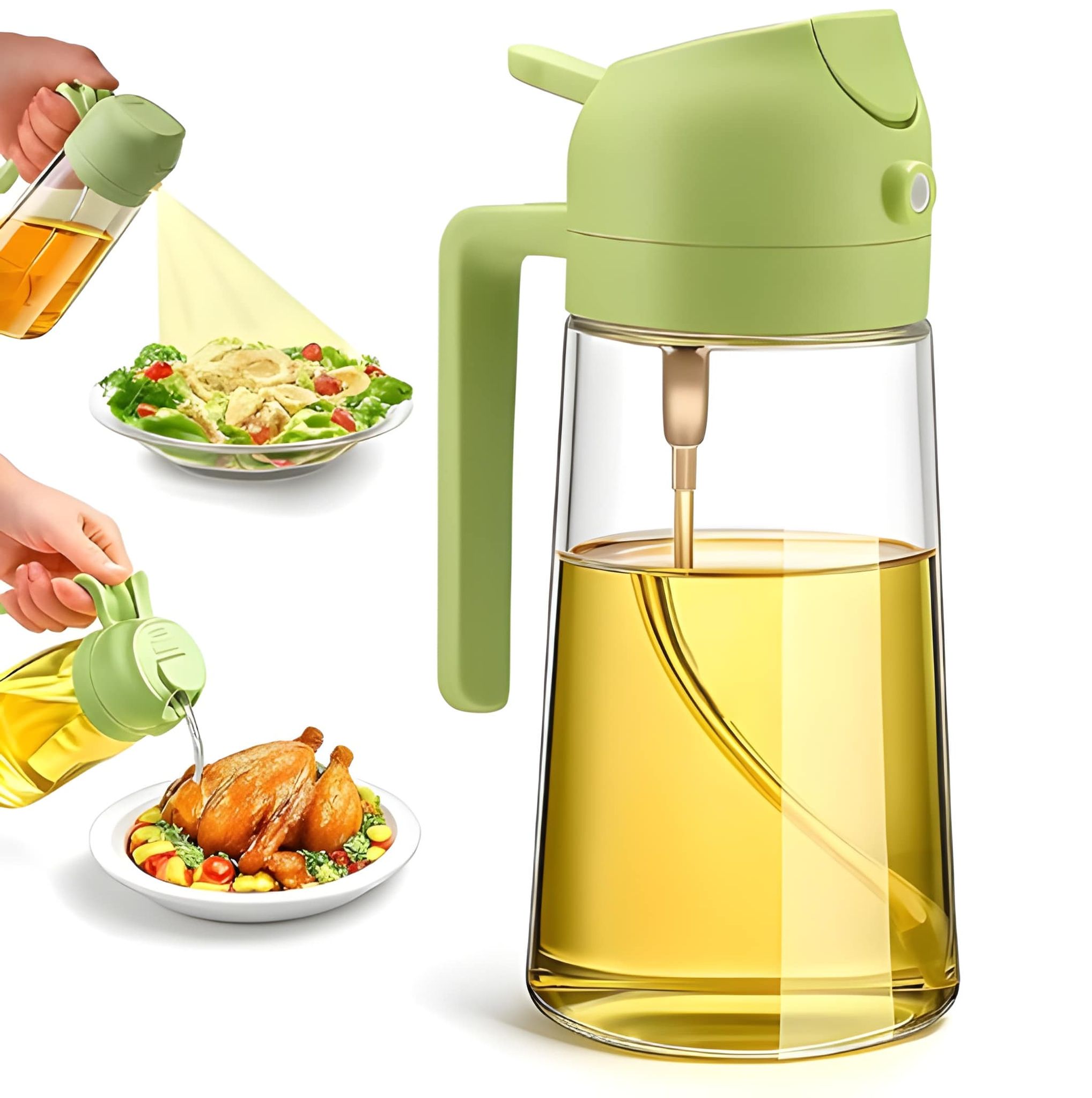 1 LTR-Oil Sprayer Bottle for Kitchen | Refillable Cooking Oil Spray Bottle | Manual Oil Mister & Dispenser for Olive Oil, Vinegar & Cooking Oil | Air Fryer, Baking, BBQ & Grilling Accessories (Original)