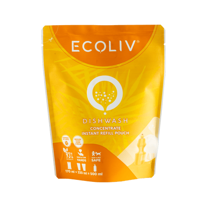 ECOLIV Dishwash Liquid Gel 500 ML| Instant Mix Refill of 170 ML Dish Wash concentrate|Add water, make 500 ml Dishwash in 5 seconds