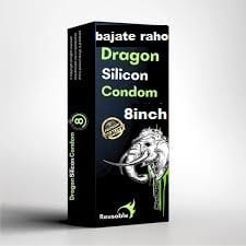 BAJATE RAHO 8 INCH jambo Dragon Silicone Condom Soft Smooth And Time Increase Size Extender