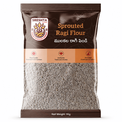 Sreshta Farms Sprouted Ragi Flour | Sprouted Finger Millet Flour | Natural Ragi Atta Sreshta Farms Sprouted Ragi Flour | Sprouted Finger Millet Flour | Natural Ragi Atta