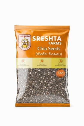 Sreshta Farms Chia Seeds 100g | Premium Natural Chia Seeds | Fibre & Protein Rich | For Smoothies, Oats & Salads Sreshta Farms Chia Seeds 100g | Premium Natural Chia Seeds | Fibre & Protein Rich | For Smoothies, Oats & Salads