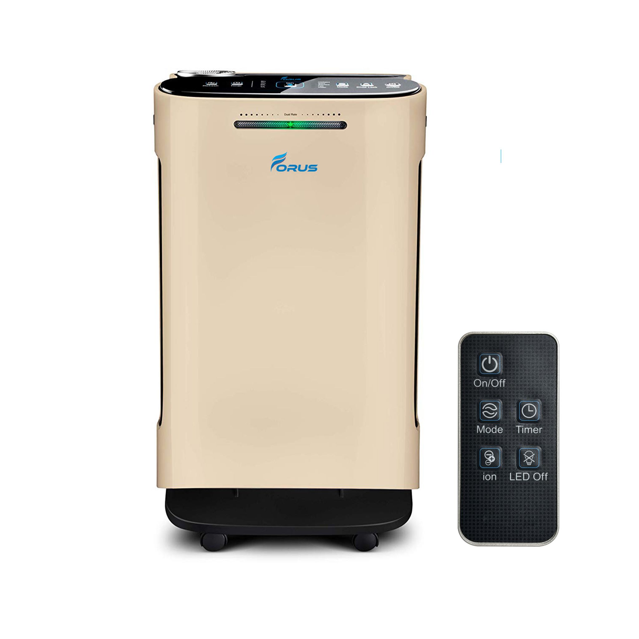 Forus Smart Air Purifier for Home 2 Years Warranty, cover upto 500 Sqft Area, H13 Hepa Filter Life upto 9000 Hrs, Removes 99.99% Virus, Allergens, Dust & PM2.5 Particles, Ideal for Bedrooms, Offices-Gold