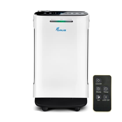 Forus Smart Air Purifier for Home 2 Years Warranty, cover upto 500 Sqft Area, H13 Hepa Filter Life upto 9000 Hrs, Removes 99.99% Virus, Allergens, Dust & PM2.5 Particles, Ideal for Bedrooms, Offices-White