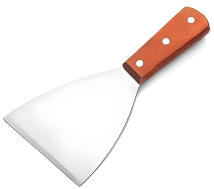 Heavy Duty Stainless Steel Pizza & Pastry Scraper | Plain Stainless Steel Food Scraper with Wooden Handle | Pizza Cutter, Dough Scraper & Ice Cream Cutting Tool | Multipurpose Kitchen Tool (Original)