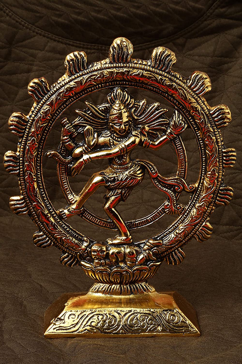DreamKraft Metal Lord Shiva Dancing Natraj Statue Decorative showpiece (Gold, 19x15x4 cm)