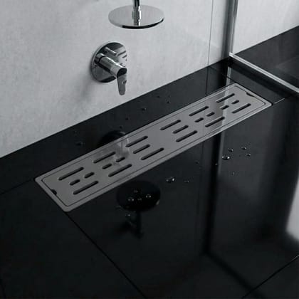 Ceramic (24 x 4 Inches) Melamine Shower Channel Floor Drain Grey Glossy Finish (RG-220)