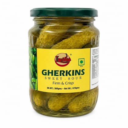 Luciana Gherkins Sweet-Sour 670g | Premium Pickled Cucumbers | Firm & Crisp Gherkins | Ready-to-Eat Pickles for Salads, Burgers, Sandwiches & Snacks
