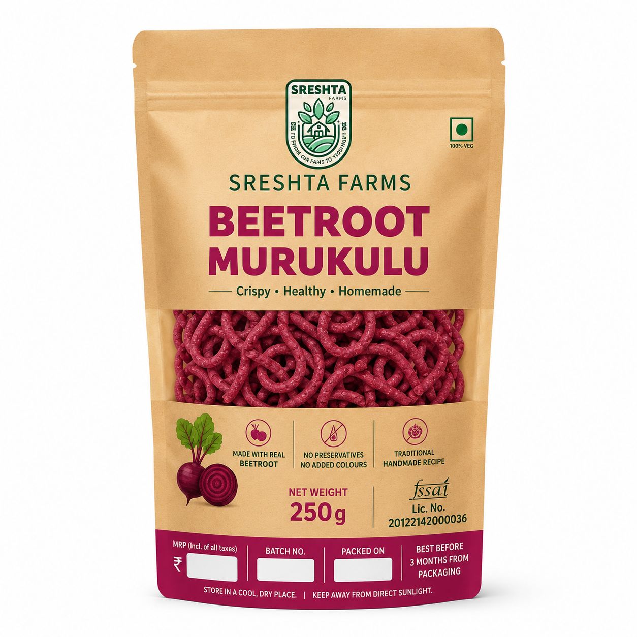 Sreshta Farms Beetroot Murukulu - 250gm
