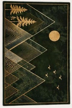 Geometric Mountain Gold Print Dark Green Placemat
