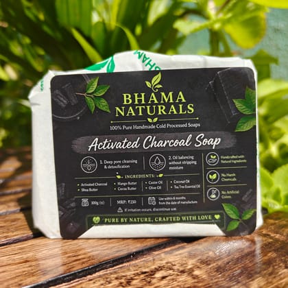 Bhama Naturals Enchanted Forest Activated Charcoal & Tea Tree Cold Processed Handmade Soap