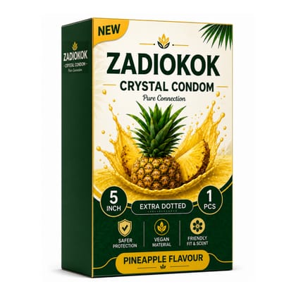 Zadiokok 5 Inch Crystal Dotted Condom Extra Dotted Pineapple Flavour, Reusable & Comfortable Fit (1 Pcs Set)