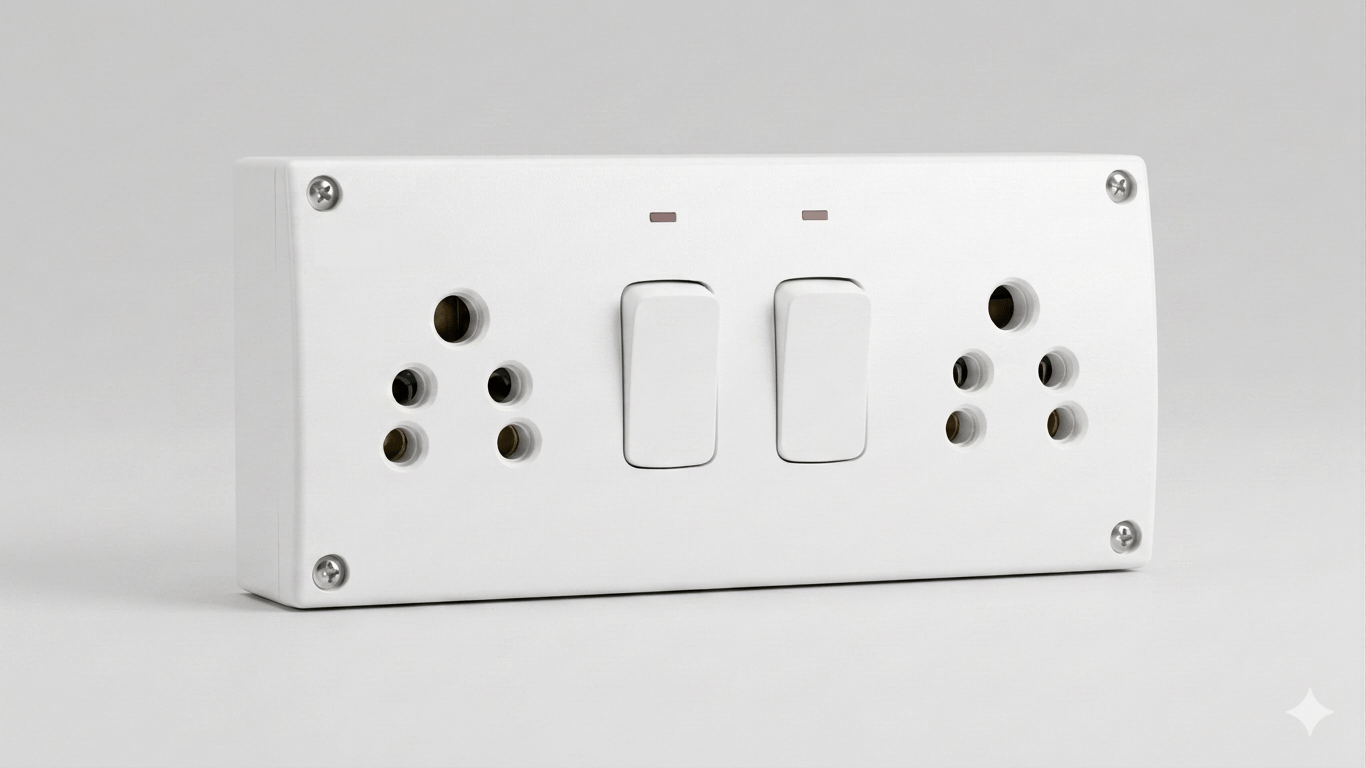 Heavy Duty 2 Way Extension Board with 10ft Cable | Individual Switches & LED Indicators | 3-Pin Power Strip for Home & Kitchen Appliances | White 2-Socket Switchboard