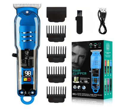 Transparent Hair Trimmer with Digital Display | Rechargeable Electric Hair Clipper with Guide Combs | Cordless Detail Trimmer for Hair Transparent Hair Trimmer with Digital Display | Rechargeable Electric Hair Clipper with Guide Combs | Cordless Detail Trimmer for Hair