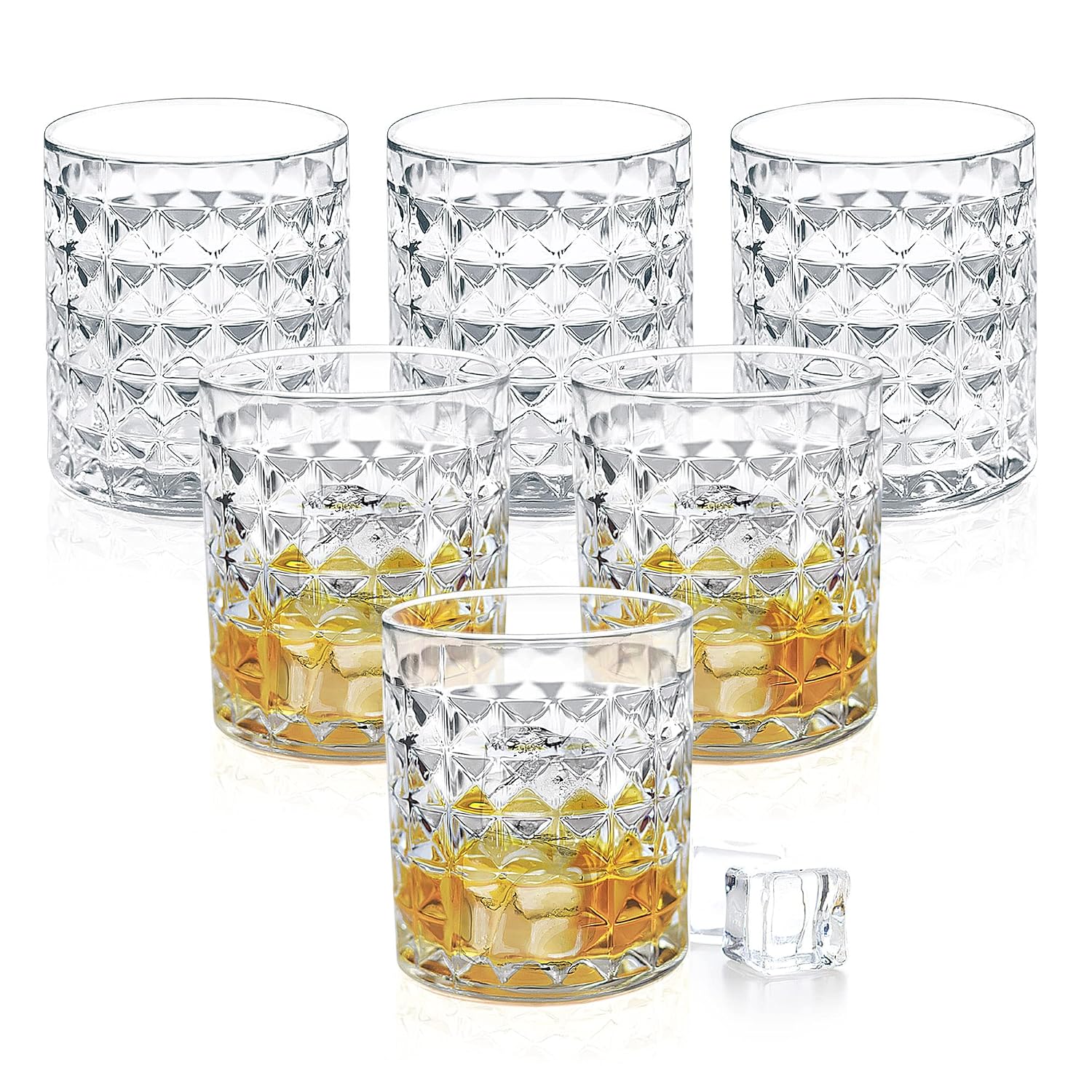 Treo by Milton Knitts 380 Whisky Glass Tumbler, Set of 6, 380 ml Each, Transparent
