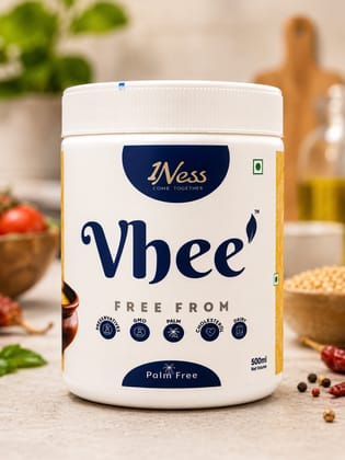 1Ness Vhee Plant-Based Ghee Alternative | Dairy-Free | Cholesterol-Free | Palm-Free | For Dal, Tadka, Paratha & Cooking | 500ml