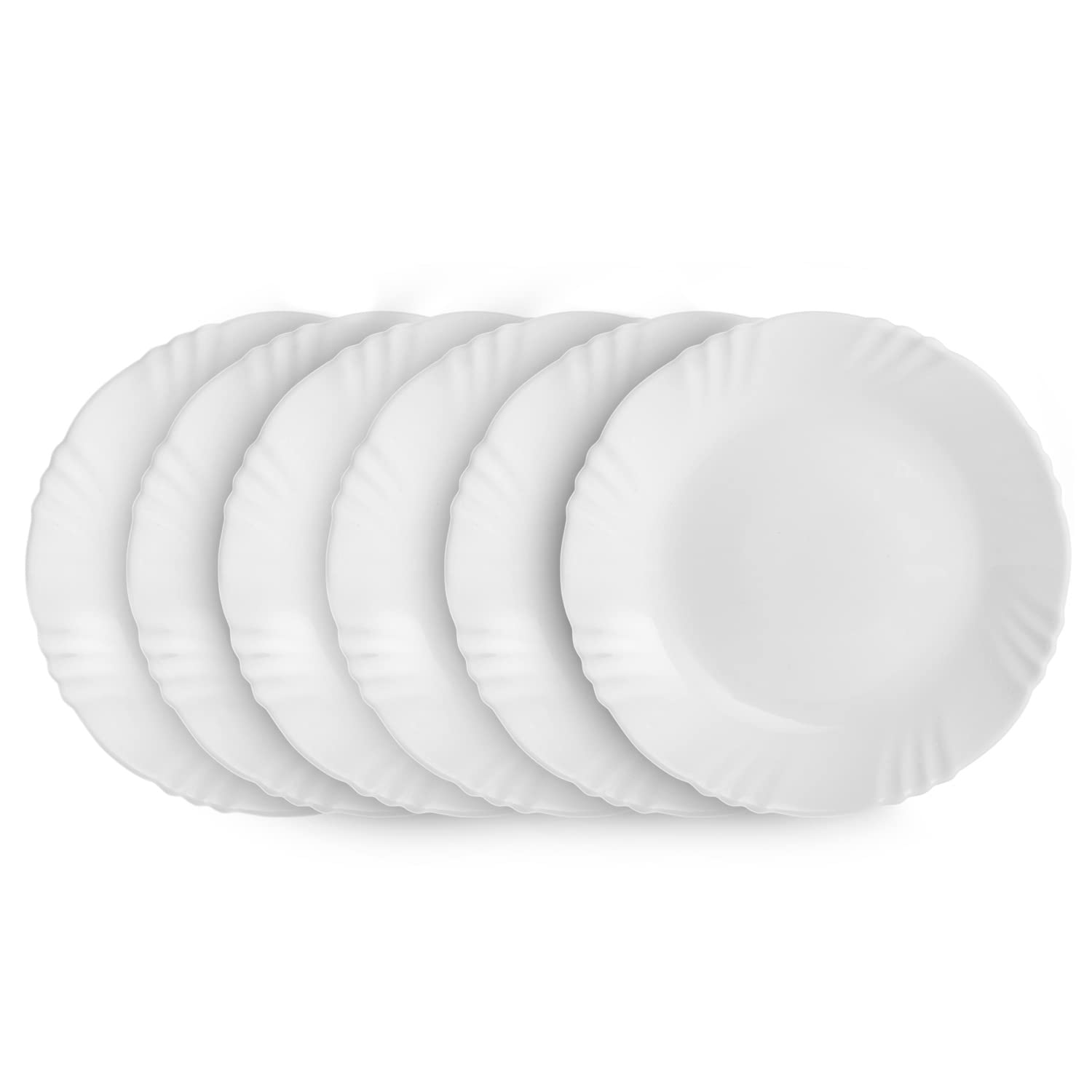 CELLO Imperial Plainware Dinner Plate, 19cm Quarter Plate, Set of 6 | Opal Glass Dinner Plates | White Dinner Plates for 6 Serving | Crockery Set for Dining