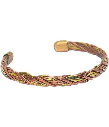 Rudradivine Brass and Copper Mix Metal, Round Thick Wire Design, Health benificial Free Size Bangle, Bracelet, Kada Men Women
