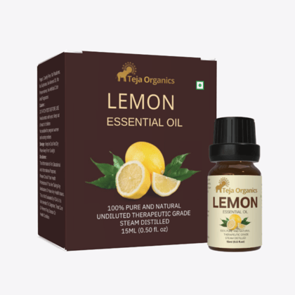 Lemon Essential Oil 15ml | Fresh and energizing | Ideal for boosting mood, refreshing spaces | Skincare | Hair care | Massage, Diffuser, Natural Deodorizer, Gives Respiratory Support / Natural Disinfectant | Removes stains, Insect Repellent 