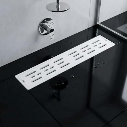 Ceramic (24 x 4 Inches) Melamine Shower Channel Floor Drain White Glossy Finish (RW-220)