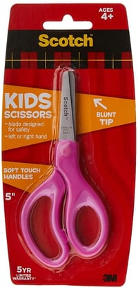3M Scotch 5" Stainless Steel Kid Safe Scissors | Blunt Tip | Soft Grip | Left and right hand | 5 YR Limited Warranty