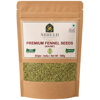 Shreeji Spicecraft Fennel Seeds Whole Saunf Pouch Natural Raw Handpicked Aromatic Spices for Cooking Mouth Freshener Shreeji Spicecraft Fennel Seeds Whole Saunf Pouch Natural Raw Handpicked Aromatic Spices for Cooking Mouth Freshener